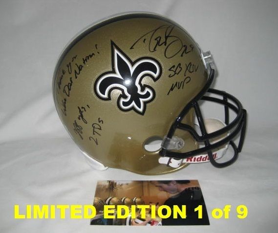   LE 1/9 SAINTS Full Size helmet w/SB XLIV MVP & Who Dat Nation  