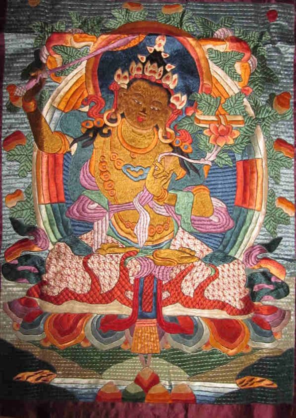 43 Old Tibet Tibetan Silk Embroidery Manjushri Buddha Thangka Tangka 