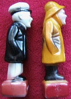 Vintage HK OLD SALTY CAPN PEPPER Plastic Salt and Pepper Shaker Set 