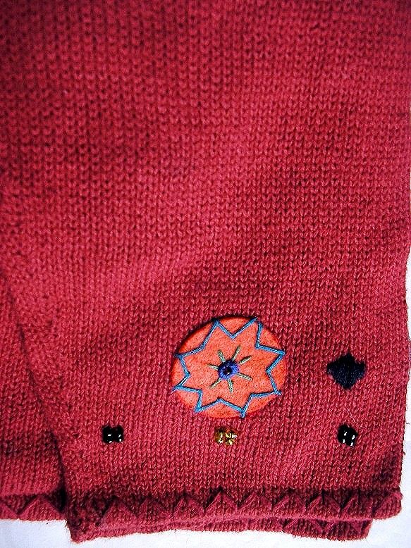 ARTSY APPLIQUES SWEATER CARDIGAN LARGE EUC 24x21 UNIQUE  