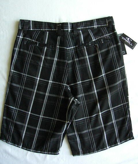 Neill Mens Walking Skate Shorts Black Plaid 34 NEW  