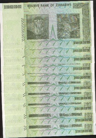 ZIMBABWE $10 Trillion 2008 P 88 lot 10pcs UNC AA  