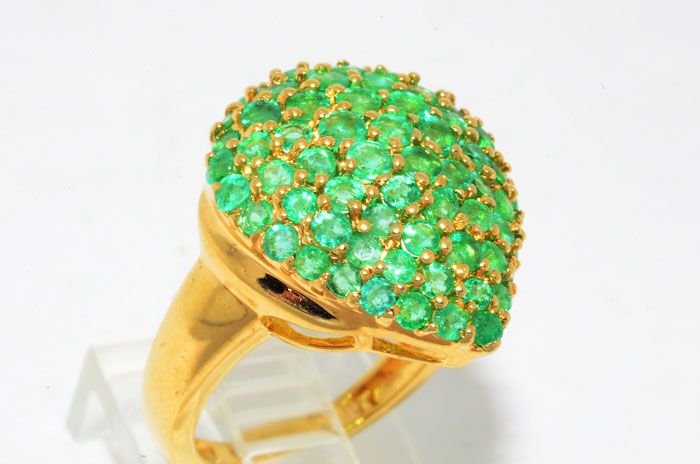 00CT PEAR SHAPE ROUND CUT CLUSTER EMERALD RING SIZE 6.25  