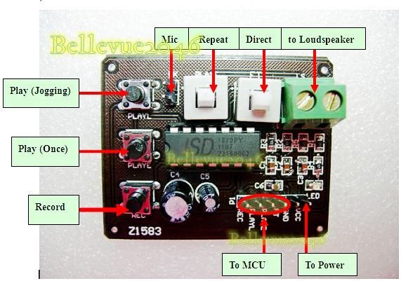 ISD1820 Voice Recording & Replay Module with MIC * for Audio Repeat 