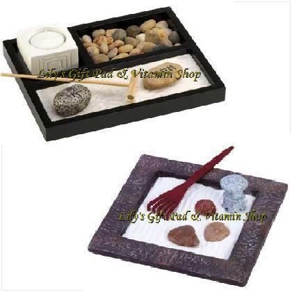 Tabletop ZEN ROCK GARDEN Sand, Stones, Rake, Mini Pagoda (#13053 