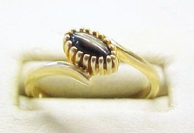 Cats Eye Solitaire 10K Solid Yellow Gold Ring ~ Size 6  