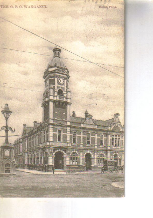 The GPO Wanganui New Zeland to USA 1909 Postcard  