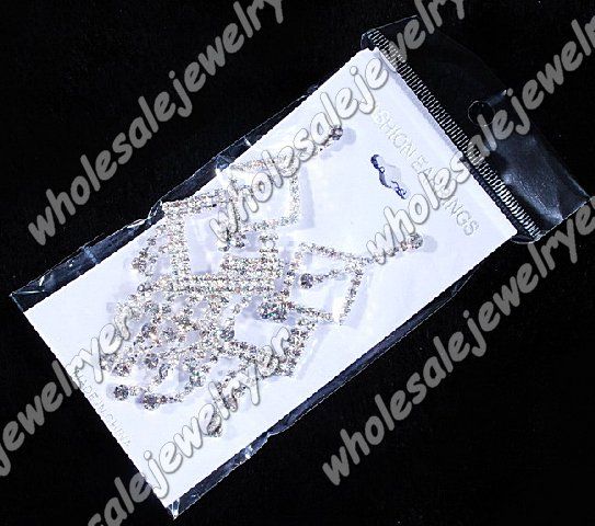 2pair glaring Rhinestone 90*38mm dangle prom Earring  