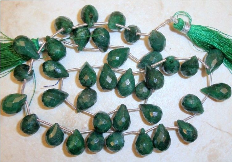 Real Emerald 10x6.5mm (2 Faceted Drops) Briolette 10Ctw  