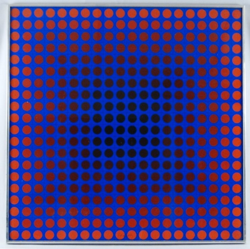 Victor Vasarely   Mid Century Mod Serigraph Optic Print  