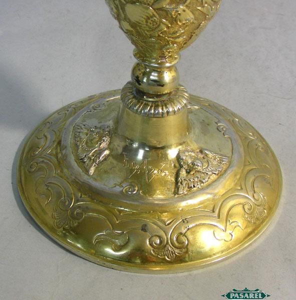 Magnificent Rare Antique Italian Gilt Silver Chalice Goblet Cup Ca 