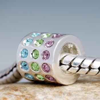 CHARMS MULTICOLOR GEMS 925 SILVER EUROPEAN BEAD S1247B  