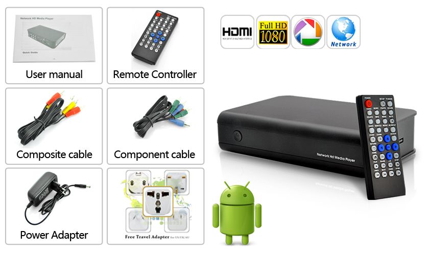 Android 2.2 Full HD 1080P Media Player TV Box HDMI/HD TV Brand New 