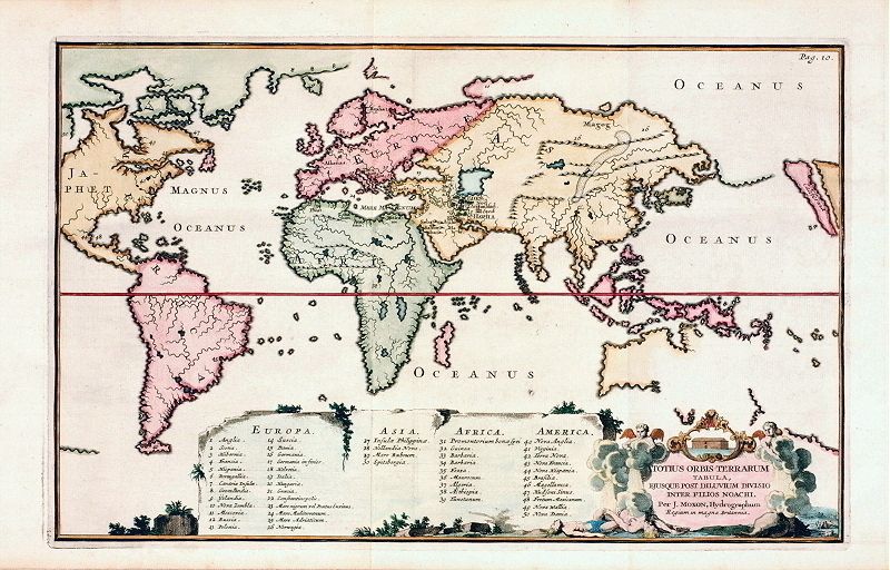 ANTIQUE WORLD MAP, CALIFORNIA, ISLAND, Moxon,1717 on PopScreen