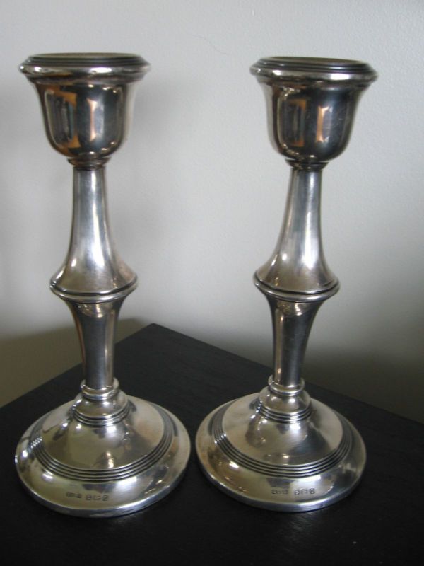 1902 Birmingham BS & Co Sterling Silver Candlesticks  