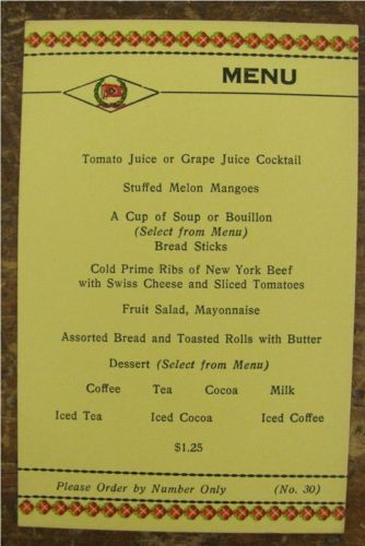 Lehigh Valley LV Railroad RR Dining Car Menu Card 1930s  