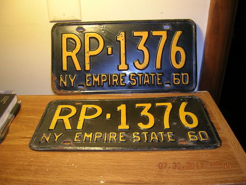 1960 60 NEW YORK NY LICENSE PLATE NICE TAG YOM PAIR  