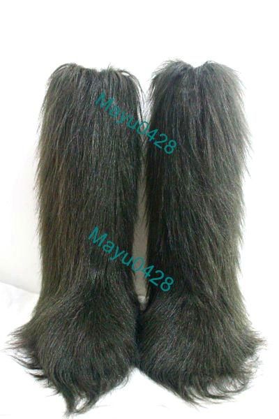 Black White Flat Faux Fur Furry Eskimo Winter Yeti Boot  