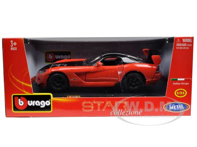 DODGE VIPER SRT 10 ACR ORANGE 1/24 DIECAST MODEL CAR BY BBURAGO 21046 