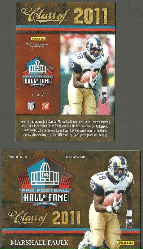 MARSHALL FAULK   2011 Pro Football Hall of Fame CANTON HOF EXCLUSIVE 