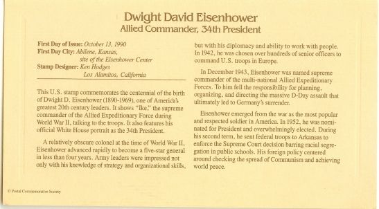 Eisenhower stamp explanation