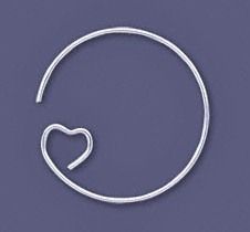 100 SILVER Plated HEART Ear Wire Earrings HOOPS 23mm  