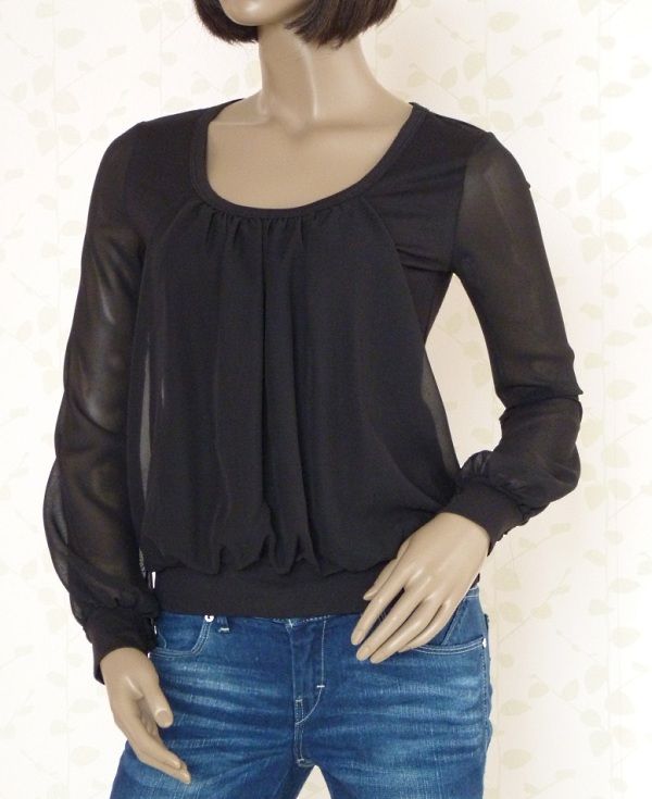 Round neck Chiffon Ballon Vintage Blouse Top 10 12 14  