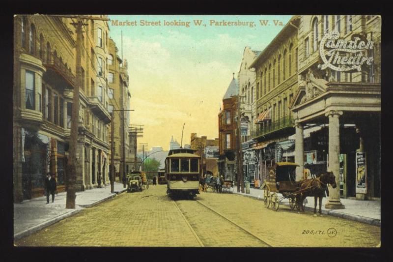 PARKERSBURG WV MARKET ST TROLLEYS THEATRE used 1909  