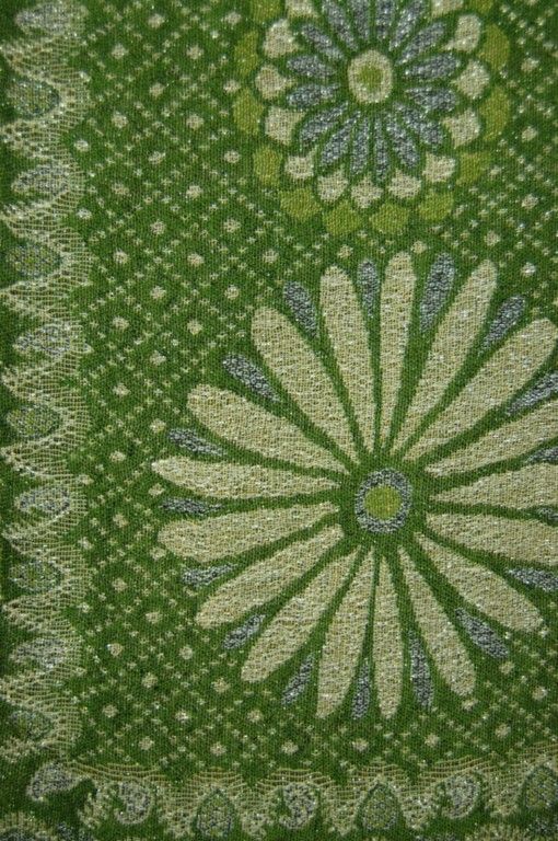 PASHMINA CASHMERE GREEN DAISY SCARF Winter Wool Throw  