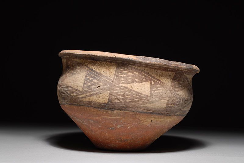 Ancient Persian Geometric Pottery carinated Vessel bowl  