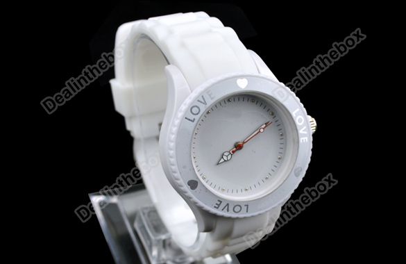 Colors Womens New Fashion Silicone Quartz Heart Love Jelly Watch 