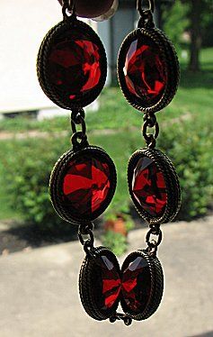 VINTAGE RED RUBY GLASS BRACELET by ACCESSORCRAFT N.Y.C.  