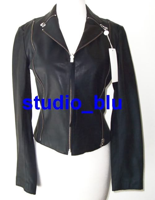 MARTIN MARGIELA MM6 Black Leather Zipper Biker Jacket 42  