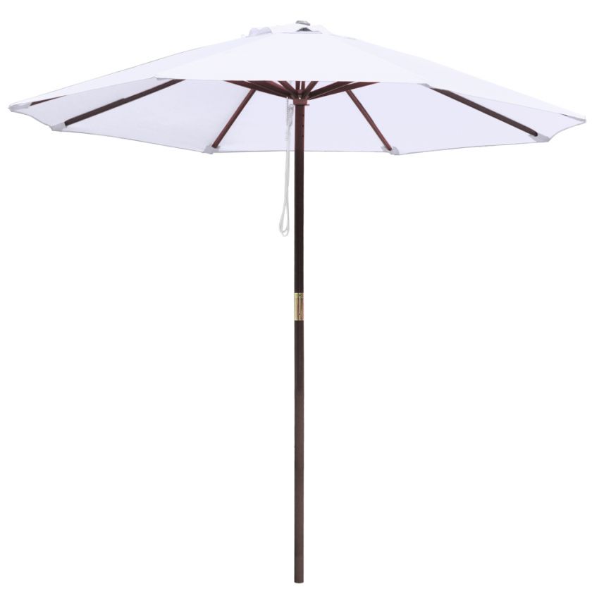 8ft Outdoor Patio Umbrella Wooden Pole Garden Beach Pool Cafe Multi 