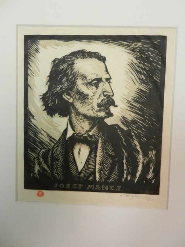 TF Simon PORTRAIT OF JOSEF MANES Color Woodcut Original, Signed  