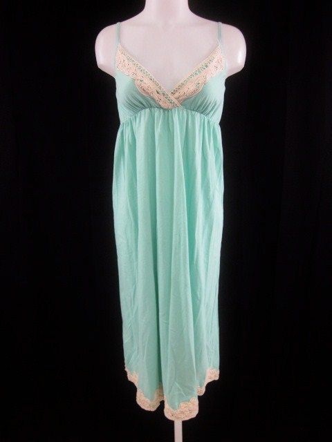 WOO Teal Crochet Trim Sleeveless Below Knee Dress Sz M  