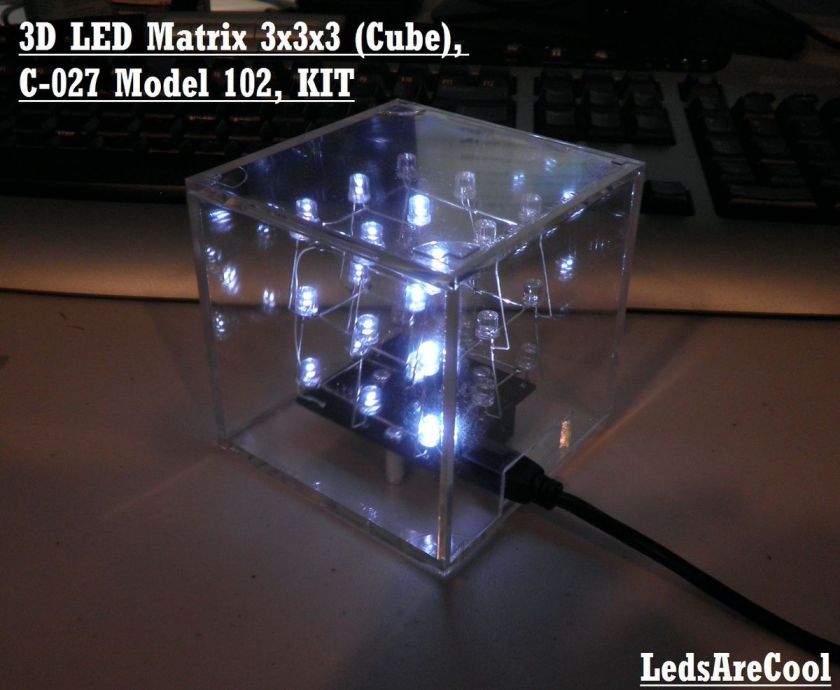 3D LED Matrix 3x3x3 (Cube), C 027 Model 102, KIT  