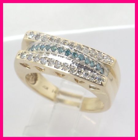 Ladies 14kyg Blue Diamond Custom Heart Fashion Ring 1ct  