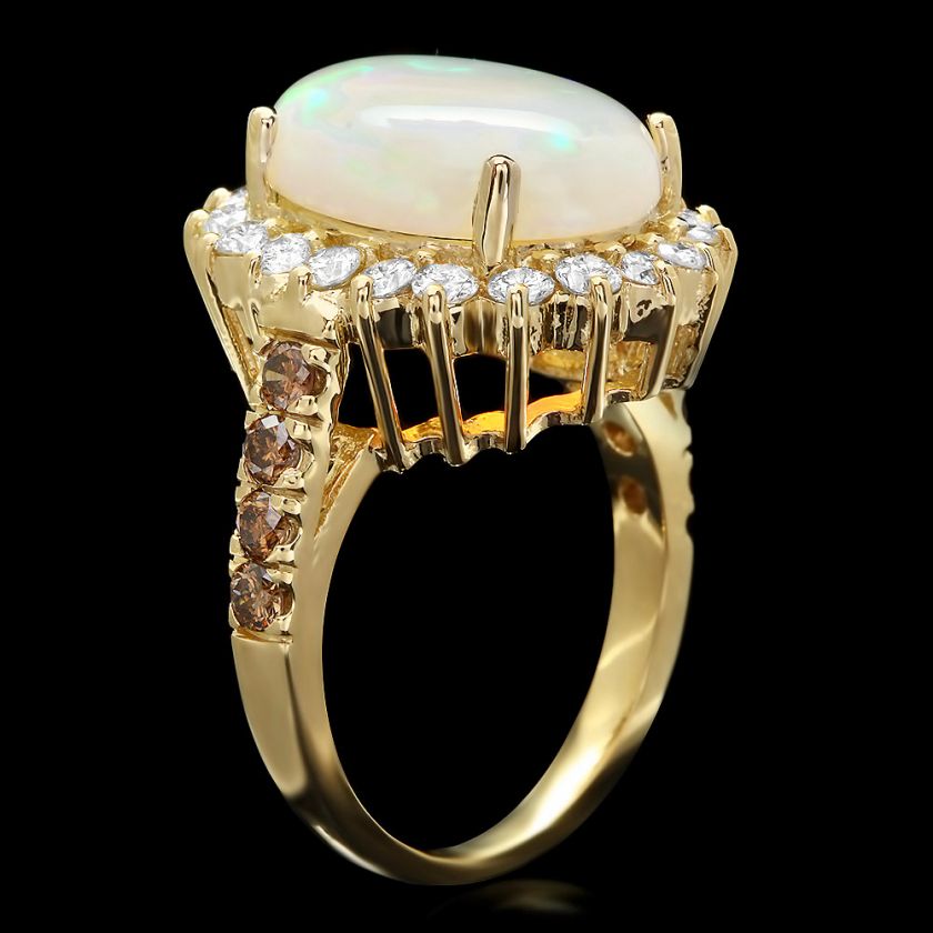 9800 CERTIFIED 14K YELLOW GOLD 5.00CT OPAL 1.35CT DIAMOND RING + NO 