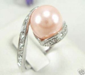 Beautiful pink shell pearl womens ring size6,7,8,9  