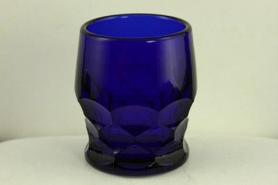   Fenton Glass Cobalt Blue Georgian Pattern Whiskey Glass Lot 2  