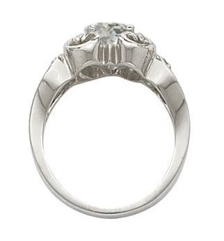   PRINCESS CUT SCROLL DESIGN ENGAGEMENT RING SOLID 950 PALLADIUM  