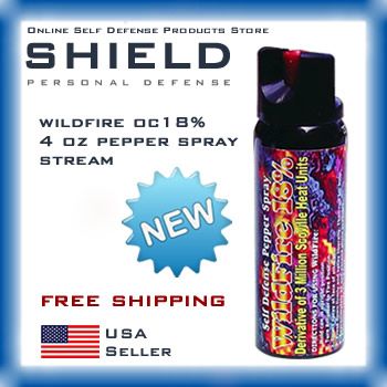 Hottest Wildfire OC 18% 4 oz Stream Pepper Spray Police Grade  