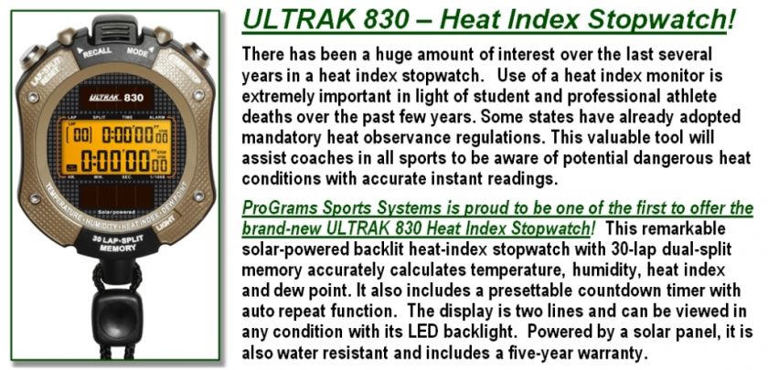ULTRAK 830 Heat Index, Temperature, Humidity, Dew Point, Solar Powered 