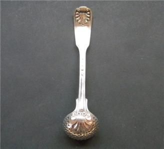 Paul Storr Georgian Sterling Silver Fiddle Thread & Shell Sifter Ladle 