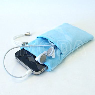 Apple iPhone 4 Blue Soft Pouch Case Touch Screen Pen  