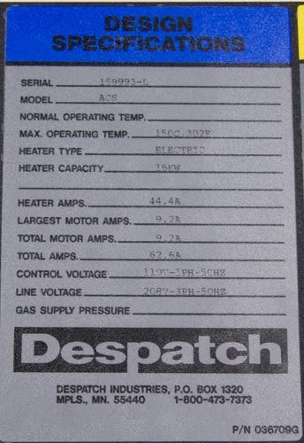 Despatch ACS 150°C Silicone Curing Oven / Chamber  