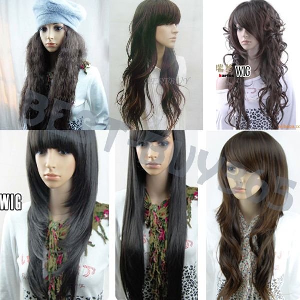 new lady long full curly/wavy hair wig/wigs fashion  