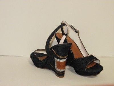 New Guess Wedge By Marciano Adela Blue Denim Size 9  