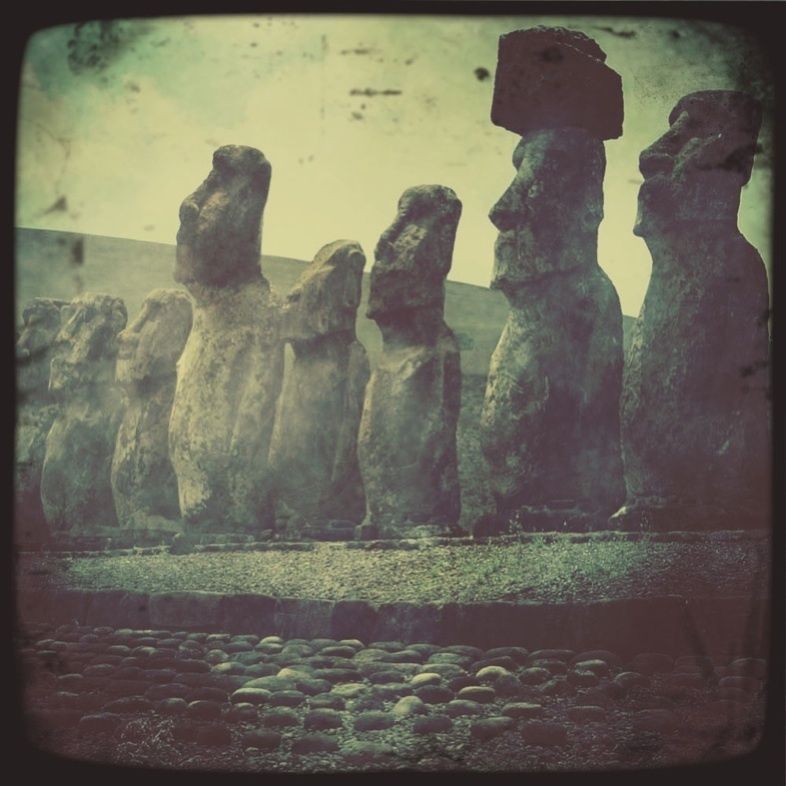 Hipstamatic Easter Island Photo Ahu Tongariki Retro 12x  